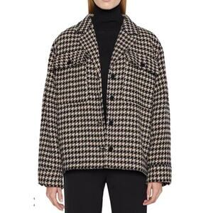 Anine Bing Flynn Houndstooth Jacket Wool Blend Black White Brown Blazer M NWT